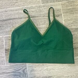 Auden Green Unlined Ribbed Cotton Blend Triangle BraletteAdjustable Straps XXL